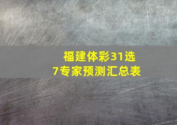 福建体彩31选7专家预测汇总表