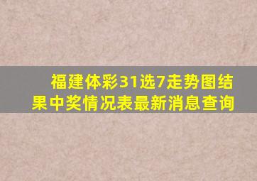 福建体彩31选7走势图结果中奖情况表最新消息查询