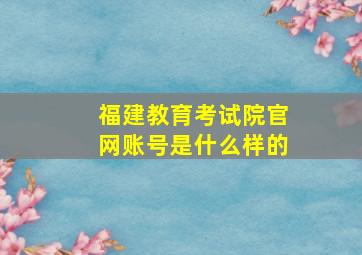 福建教育考试院官网账号是什么样的