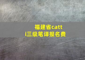 福建省catti三级笔译报名费