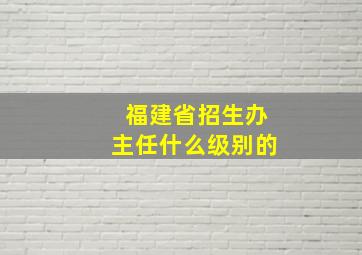 福建省招生办主任什么级别的