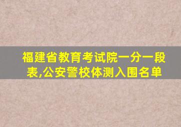 福建省教育考试院一分一段表,公安警校体测入围名单