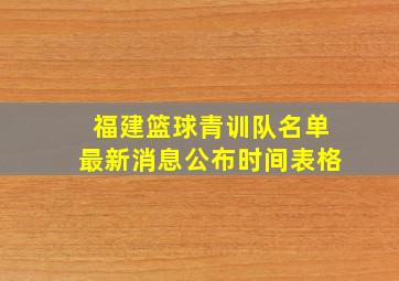 福建篮球青训队名单最新消息公布时间表格