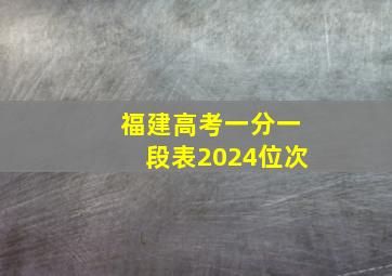 福建高考一分一段表2024位次