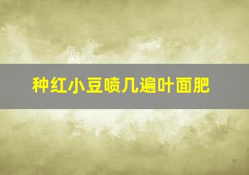 种红小豆喷几遍叶面肥