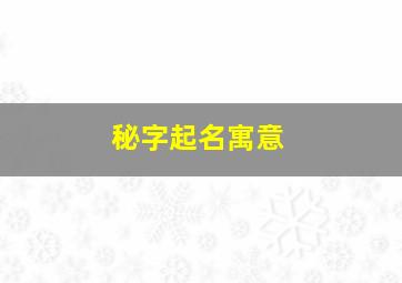 秘字起名寓意