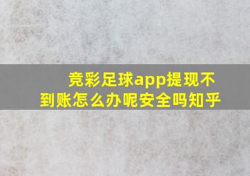 竞彩足球app提现不到账怎么办呢安全吗知乎