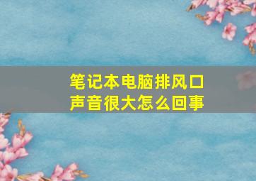 笔记本电脑排风口声音很大怎么回事