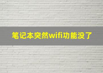 笔记本突然wifi功能没了