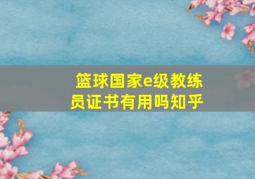 篮球国家e级教练员证书有用吗知乎