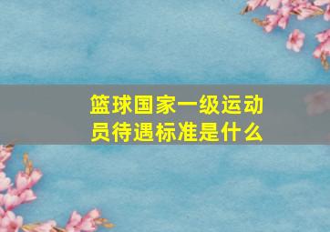 篮球国家一级运动员待遇标准是什么