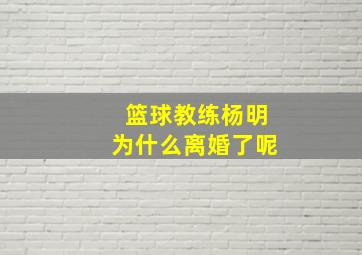 篮球教练杨明为什么离婚了呢