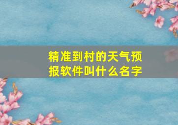 精准到村的天气预报软件叫什么名字