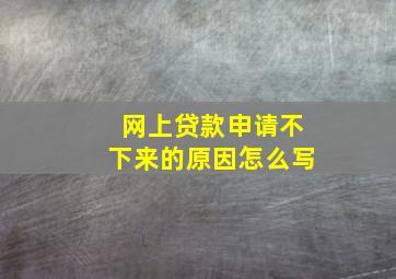 网上贷款申请不下来的原因怎么写