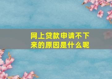 网上贷款申请不下来的原因是什么呢