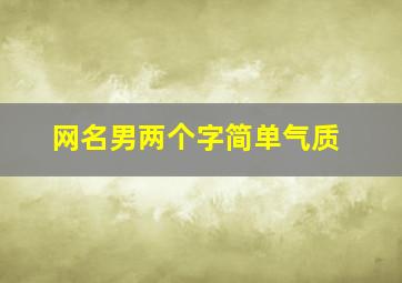 网名男两个字简单气质