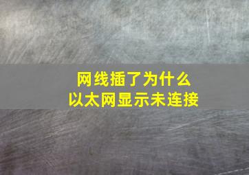 网线插了为什么以太网显示未连接