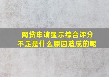 网贷申请显示综合评分不足是什么原因造成的呢