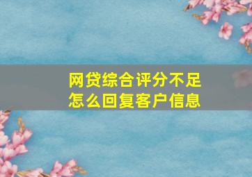 网贷综合评分不足怎么回复客户信息