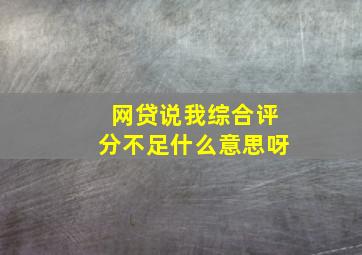 网贷说我综合评分不足什么意思呀