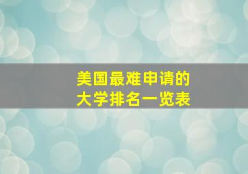 美国最难申请的大学排名一览表