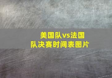 美国队vs法国队决赛时间表图片