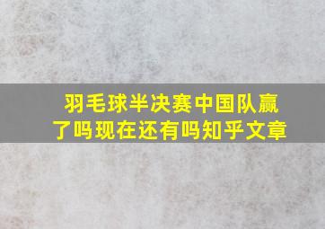 羽毛球半决赛中国队赢了吗现在还有吗知乎文章