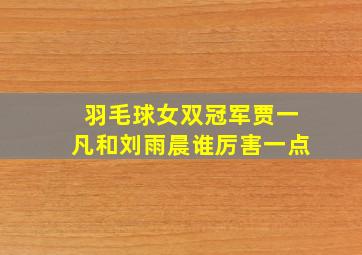 羽毛球女双冠军贾一凡和刘雨晨谁厉害一点