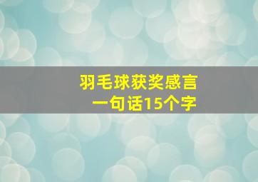 羽毛球获奖感言一句话15个字