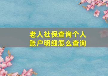 老人社保查询个人账户明细怎么查询