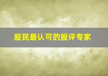 股民最认可的股评专家