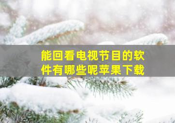 能回看电视节目的软件有哪些呢苹果下载