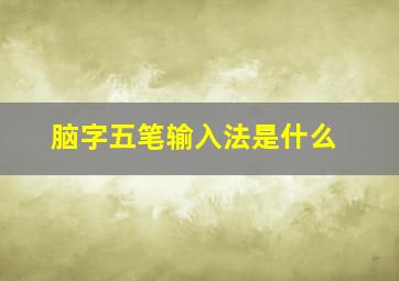 脑字五笔输入法是什么