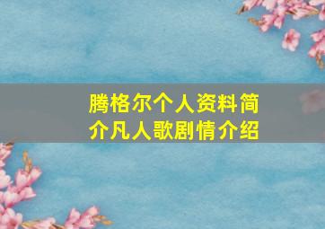 腾格尔个人资料简介凡人歌剧情介绍