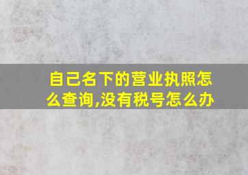 自己名下的营业执照怎么查询,没有税号怎么办