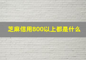 芝麻信用800以上都是什么