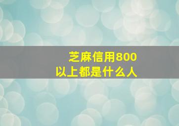 芝麻信用800以上都是什么人