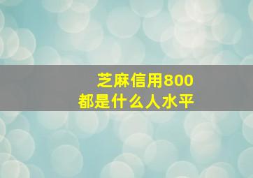 芝麻信用800都是什么人水平