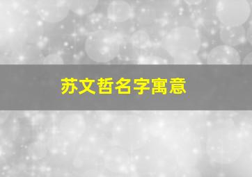 苏文哲名字寓意