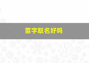 苗字取名好吗