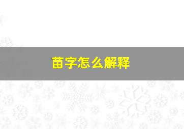 苗字怎么解释