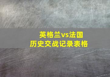 英格兰vs法国历史交战记录表格