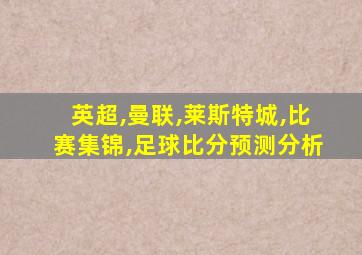 英超,曼联,莱斯特城,比赛集锦,足球比分预测分析