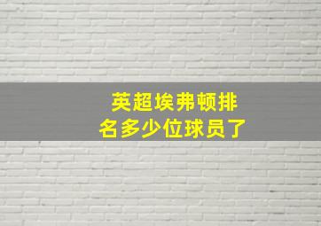 英超埃弗顿排名多少位球员了