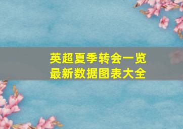 英超夏季转会一览最新数据图表大全