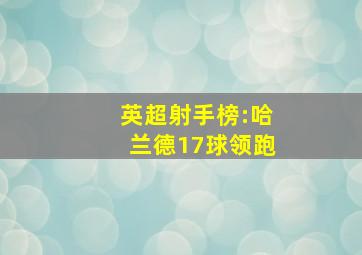 英超射手榜:哈兰德17球领跑