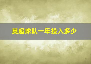 英超球队一年投入多少