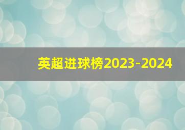 英超进球榜2023-2024