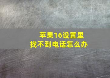 苹果16设置里找不到电话怎么办