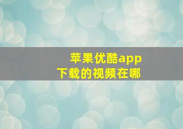 苹果优酷app下载的视频在哪